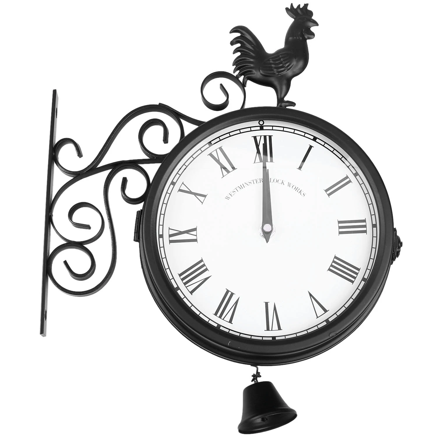 

Outdoor Garden Wall Station Clock Double Sided Cockerel Vintage Retro Home Decor