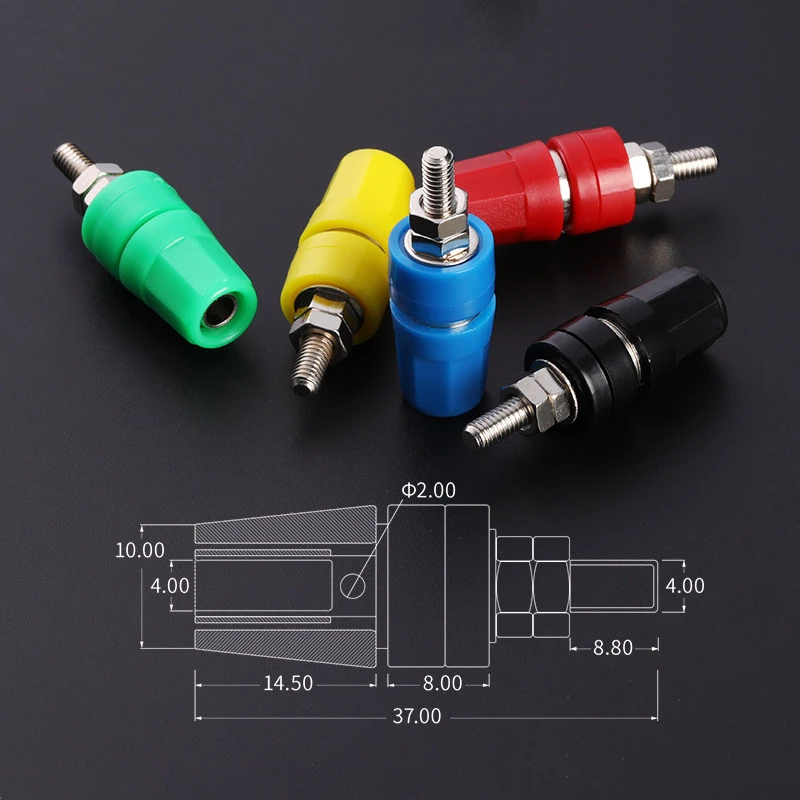 5pcs M4X36 Pure Copper Terminal 4mm Banana Jack Socket 20A Binding Post Banana Plug Connector