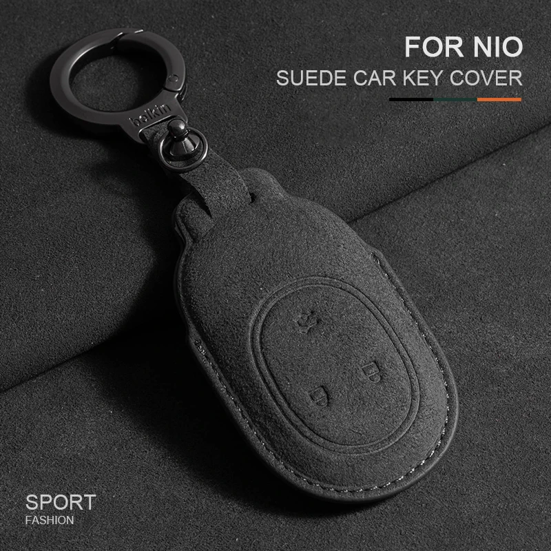

Car Remote Case Key Cover Shell Protector Fob For Nio ET7 ET5 2022 2023 2024 Nio Es6 2019 Es8 2018 Keyring Suede Key Accessories