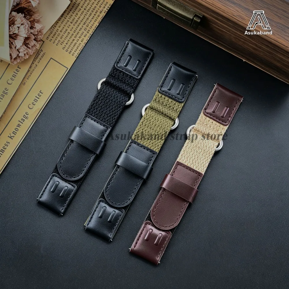 Leather Nylon Watch Strap 19mm 20mm 22mm Band for Timex Watchband Quick Release Military Style for Omega Wristband Men Bracelets view 4
