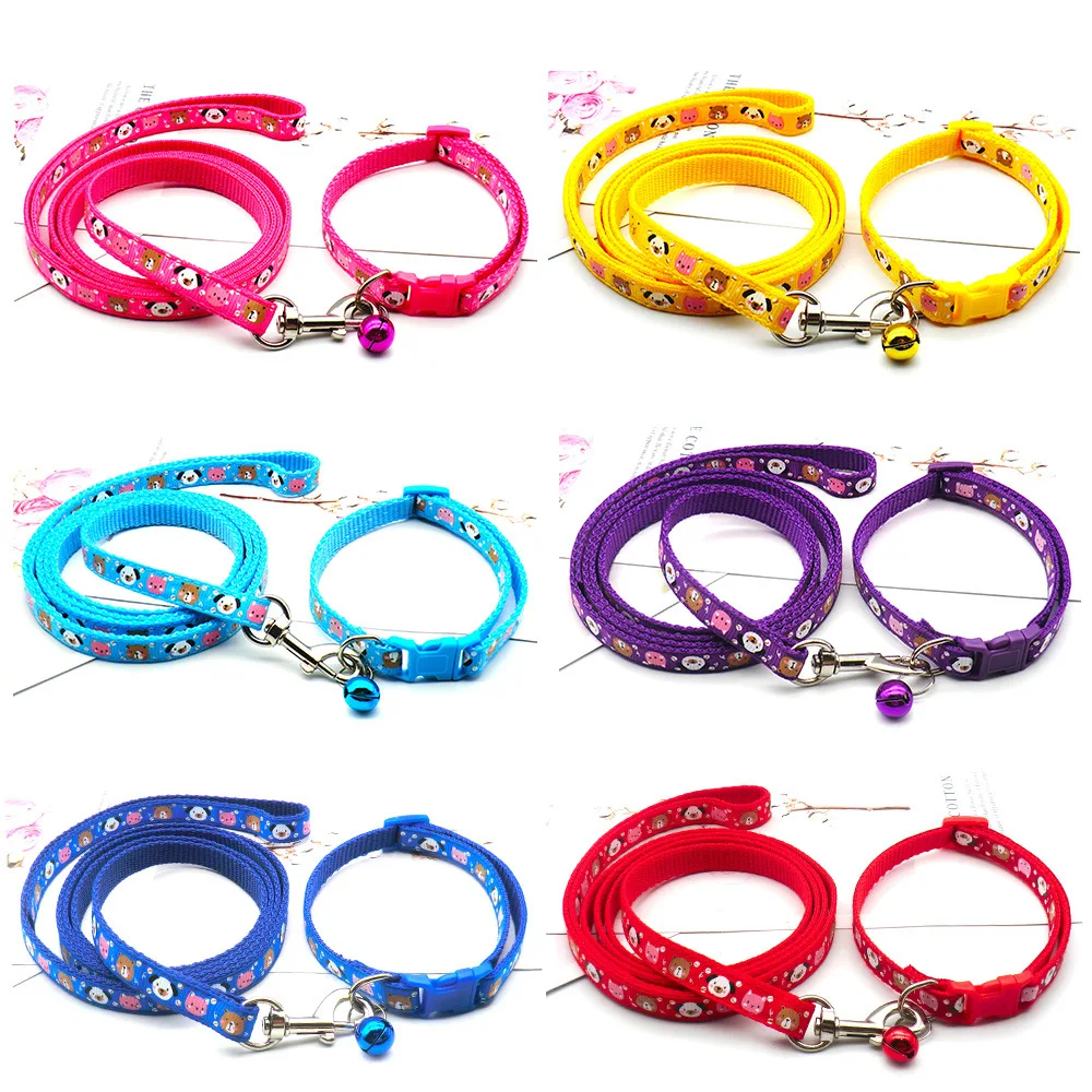 Fashion Cute Bells Dog Collar Simple Nylon Anti Loss Traction Rope Dog Cat Adjustable Neck Ring Rope Pet Supplies Accessories