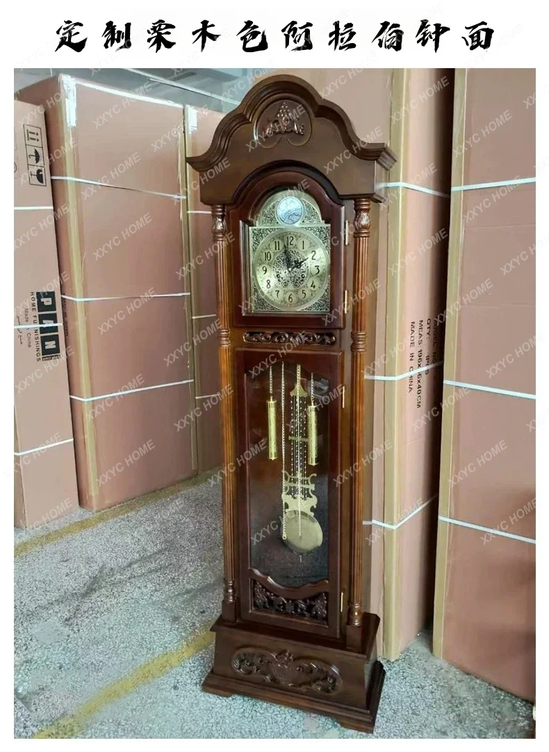 JJPolaris Floor Clock Living Room Solid Wood Retro New Chinese Mechanical Pendulum Clock