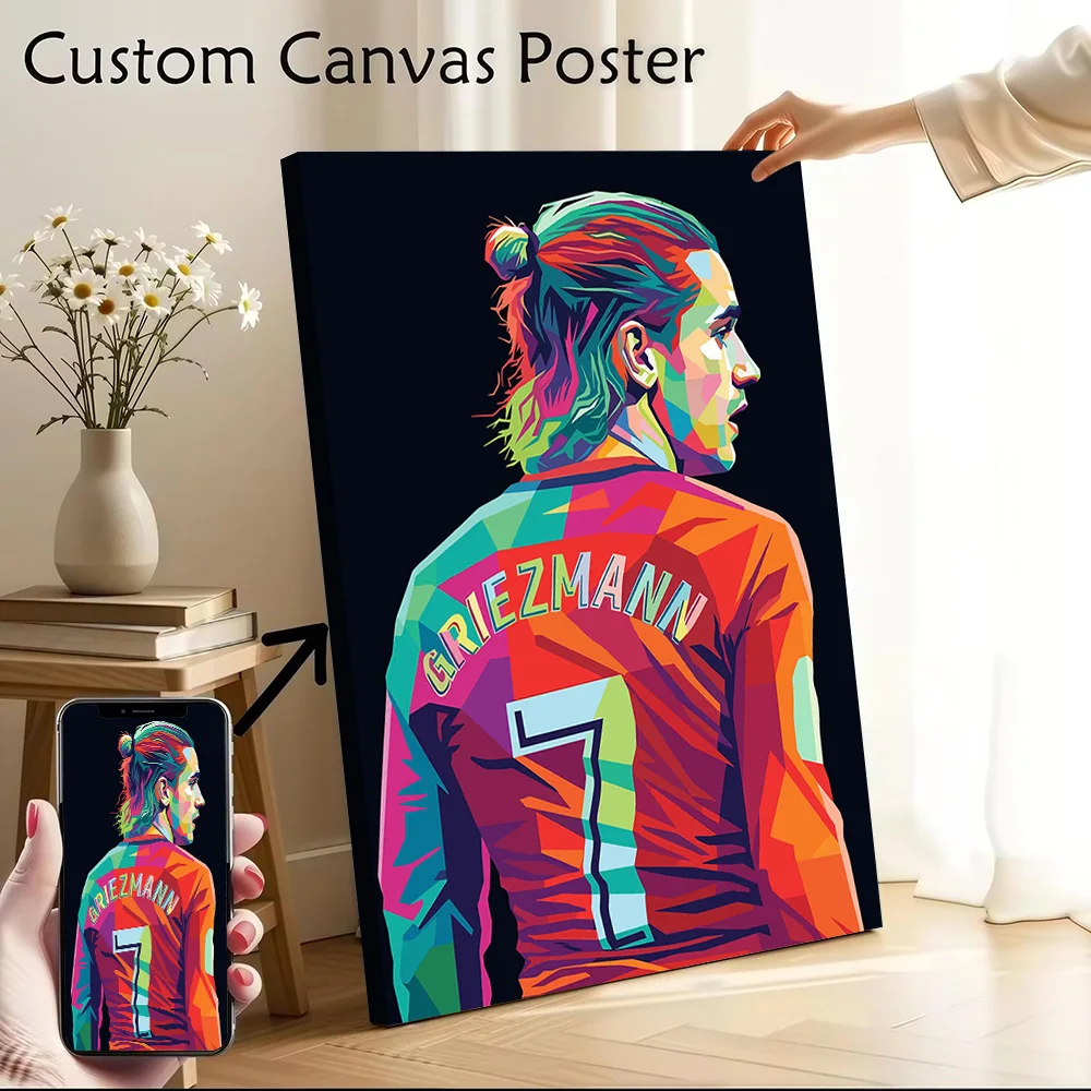 Antoine Griezmann Pop Art Portrait Canvas Poster Customizable Printed Canvas Painting Wall Art for Fans Room Decor Wand Deko