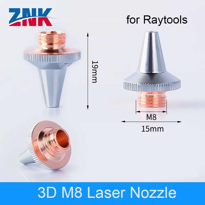 ZNK M8 Premium Copper Materials Double&Singer Layer Laser Cutting Machine Nozzle 3D Cutting Nozzle For WSX Raytools