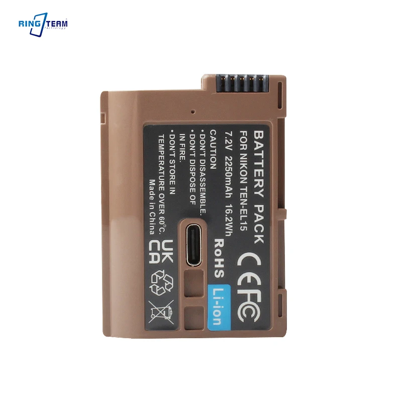 Batería de iones de litio decodificada EN-EL15 de 2250 mAh funciona con cámaras compatibles con Nikon Z8/Z7II/Z6II y todas las EN-EL15
