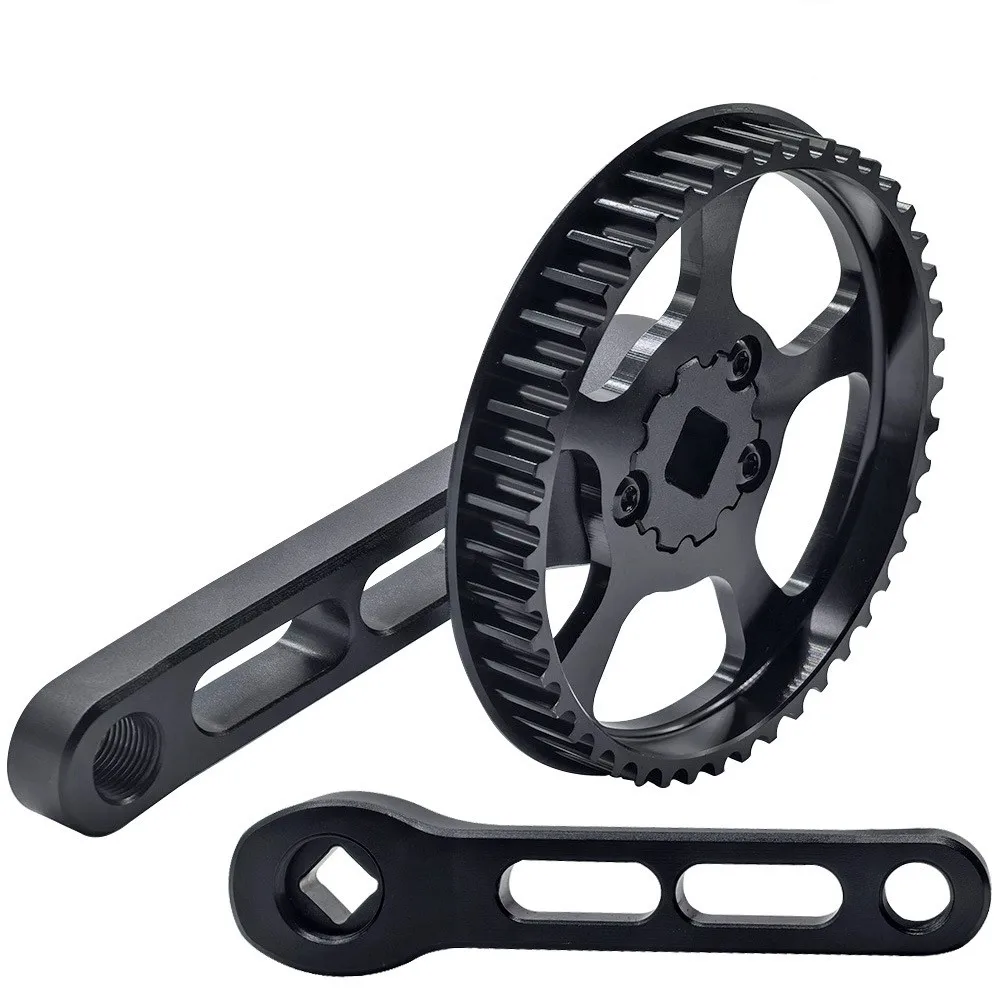 Black Alloy Bicycle Crank 46T Crankset For Bicycle Bicycle Crank HTD-8M-12 System Alloy 6061 Material 46 Tooth Count