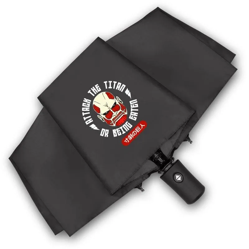 ブラックホワイト、進撃の巨人、進撃の巨人、アニメ、防風抗紫外線、自動雨コンパクト傘女性男性用