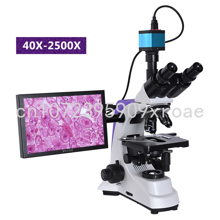 

Professional Lab Biological HD Trinocular Microscope Zoom 2500X + 2/16MP Electronic Digital Camera USB HDMI VAG + 10-inch LCD