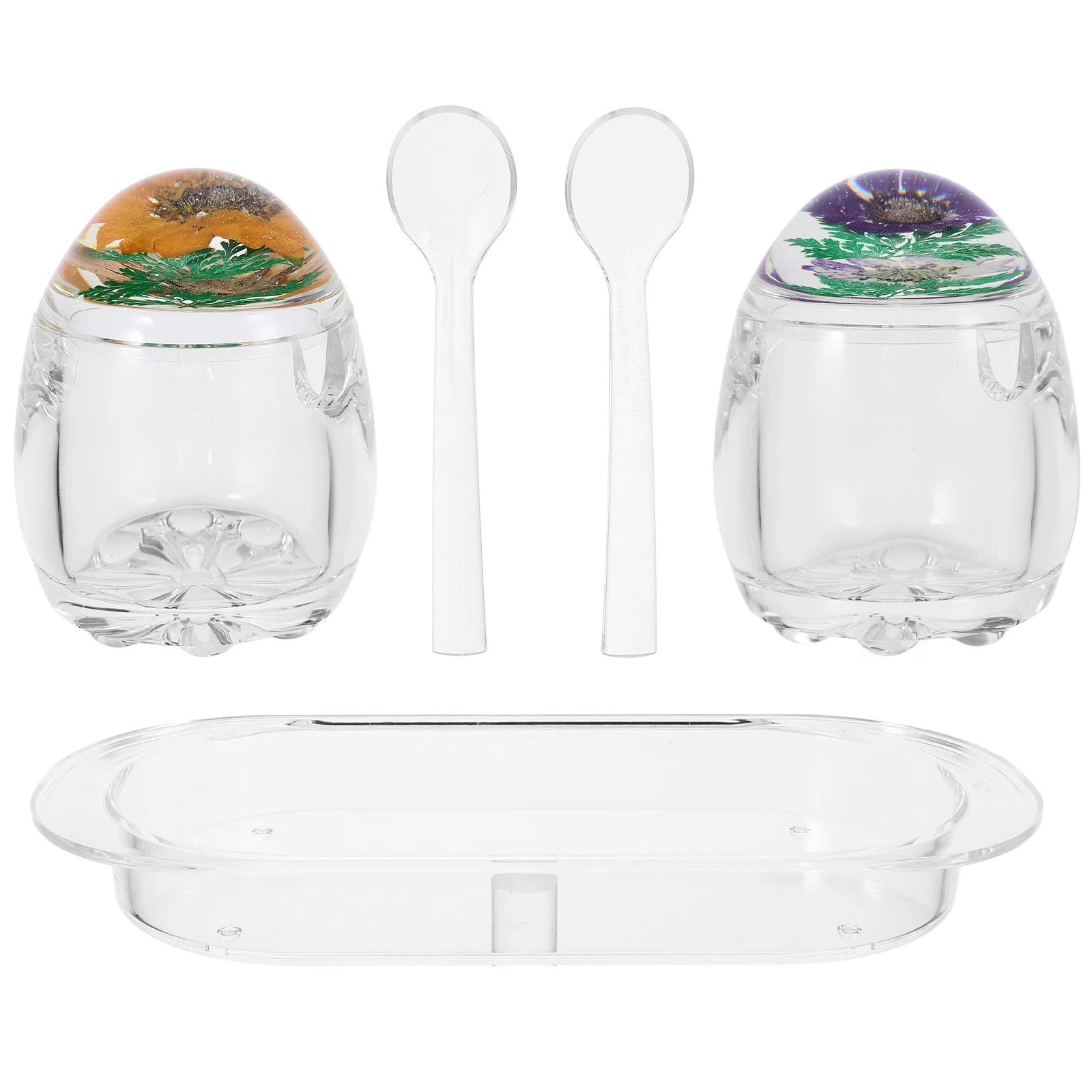 

1Set Seasoning Box Spice Jars Flower Pattern Lid Transparent Condiment Holder Kitchen Seasoning Container Multi-Function