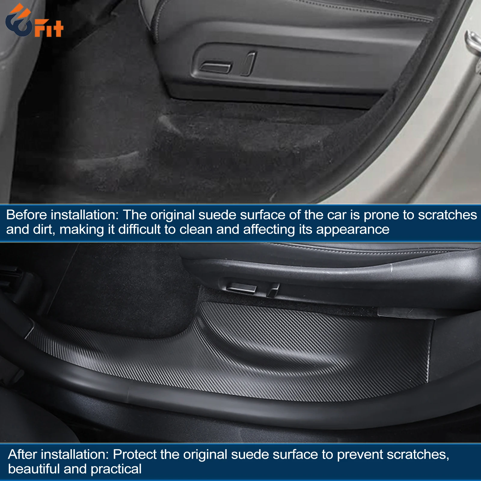 4Pcs Carbon Fiber Pattern Front Rear Door Sill Threshold Strip Kit for Tesla Model Y L Anti-kick Guard Panel Waterproof Pad