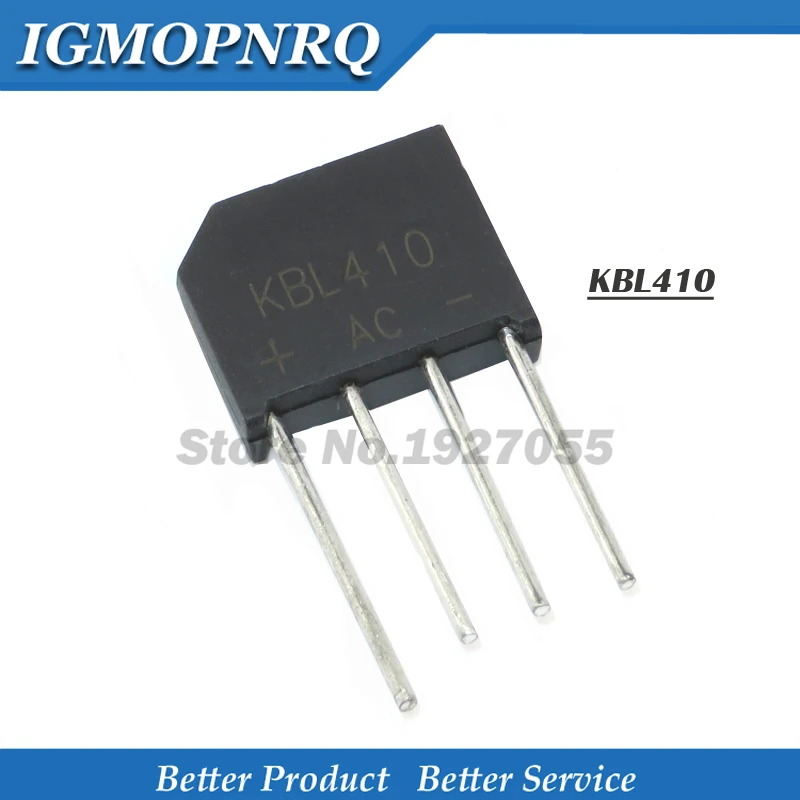 5PCS KBL410 KBL-410 4A 1000V ZIP Single-phase diode rectifier bridge flat bridge single-phase rectifier new
