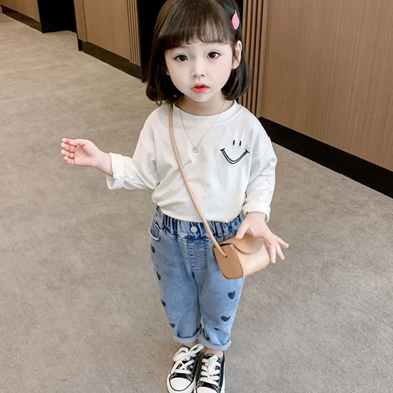 

Girl Leggings Kids Baby Long Jean Pants Trousers 2022 Sweetheart Spring Autumn Toddler Outwear Cotton Comfortable Children Cloth