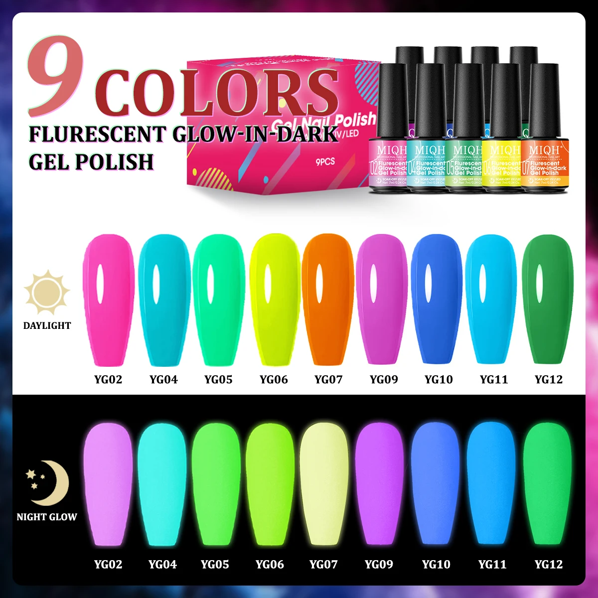 طلاء أظافر جل مضيء من النيون جل بالأشعة فوق البنفسجية طلاء أظافر لامع قابل للإزالة طلاء أظافر شبه دائم طلاء أظافر ذاتي الصنع