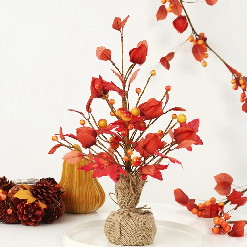 NEW-Mini Maple Ornaments Plastic Artificial Flower Home Furnishing Soft-Mounted Desktop Ornament