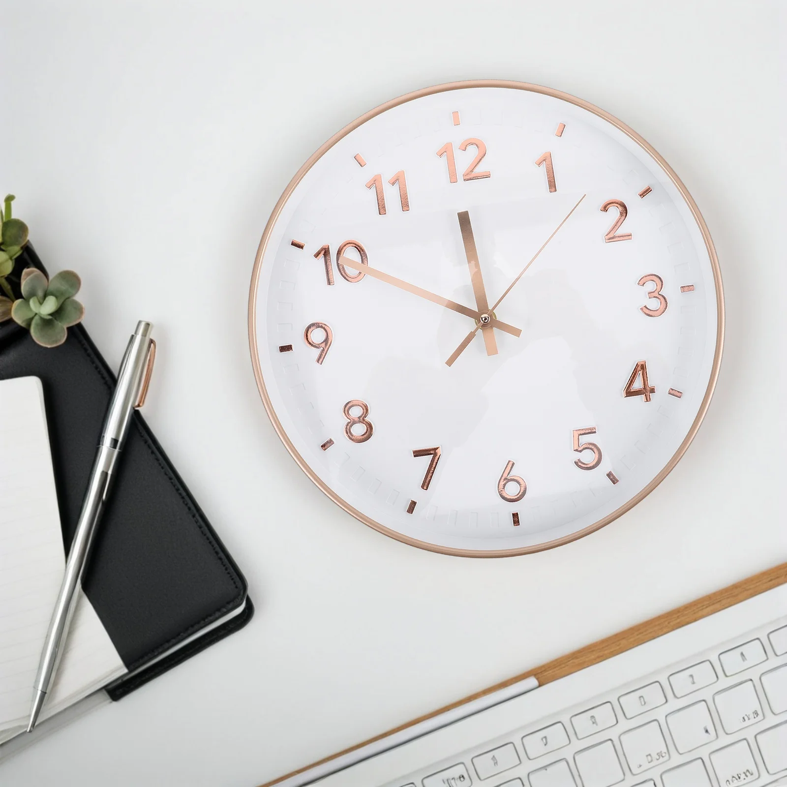 

12-Inch Modern Round Wall Clock Silent Minimalist Decor for Living Room Bedroom Kitchen Office Dining Room Wall Clock