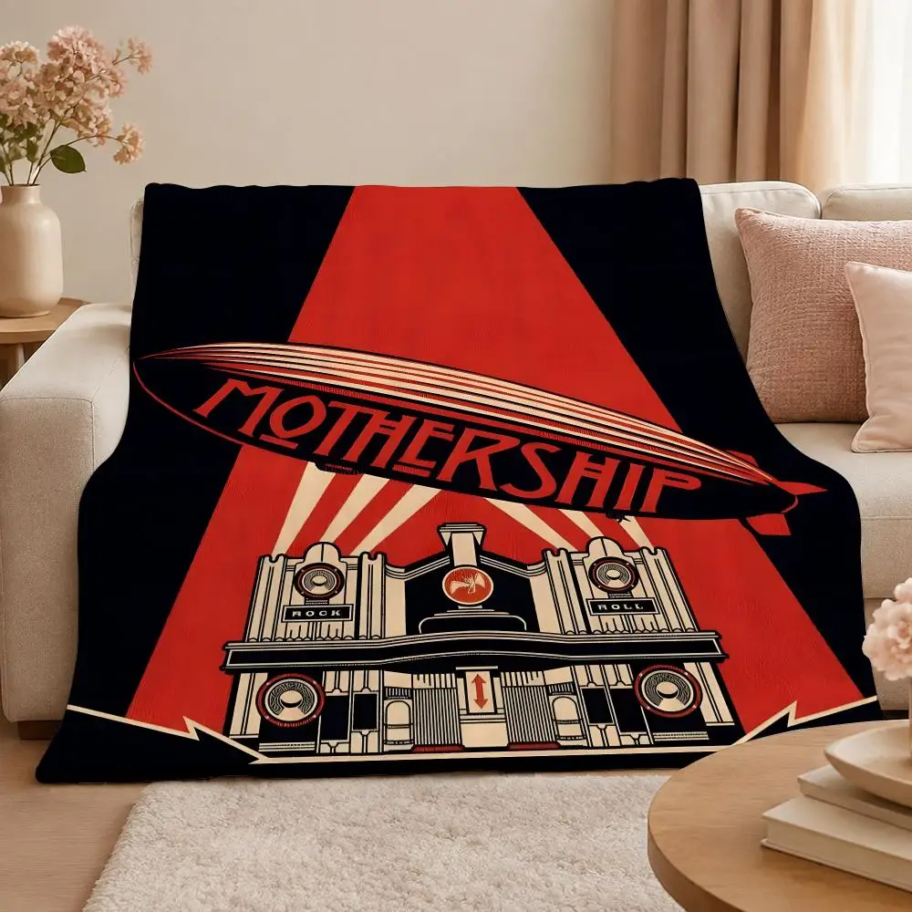 Music L-Led Zeppelin British Classic Rock Band Throw 320g Soft Flannel Fleece Throw Blanket Cover Sofa Bed Dorm Nap Gift