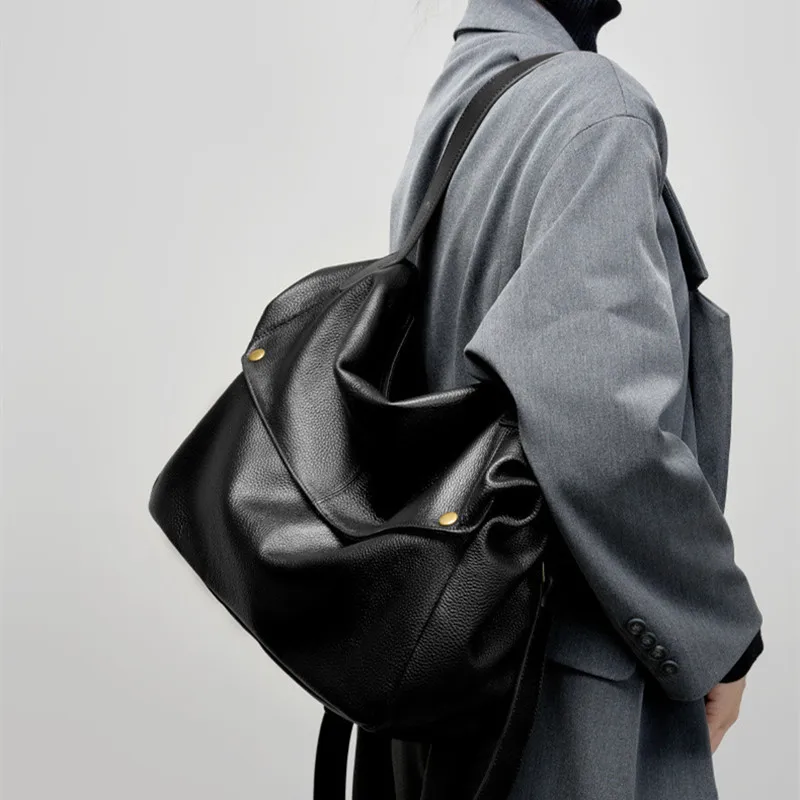 

Big Casual Shoulder Bags for Women 2024 100% Genuine Leather Luxury Handbag Designer Large Hobos Bag Solid color Women