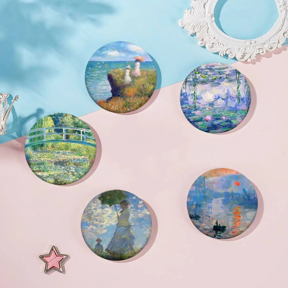 Art C-Claude Monet h Round Brooch Cute Jewelry Accessories Collar Decor Badge Cartoon Enamel Pins Gifts