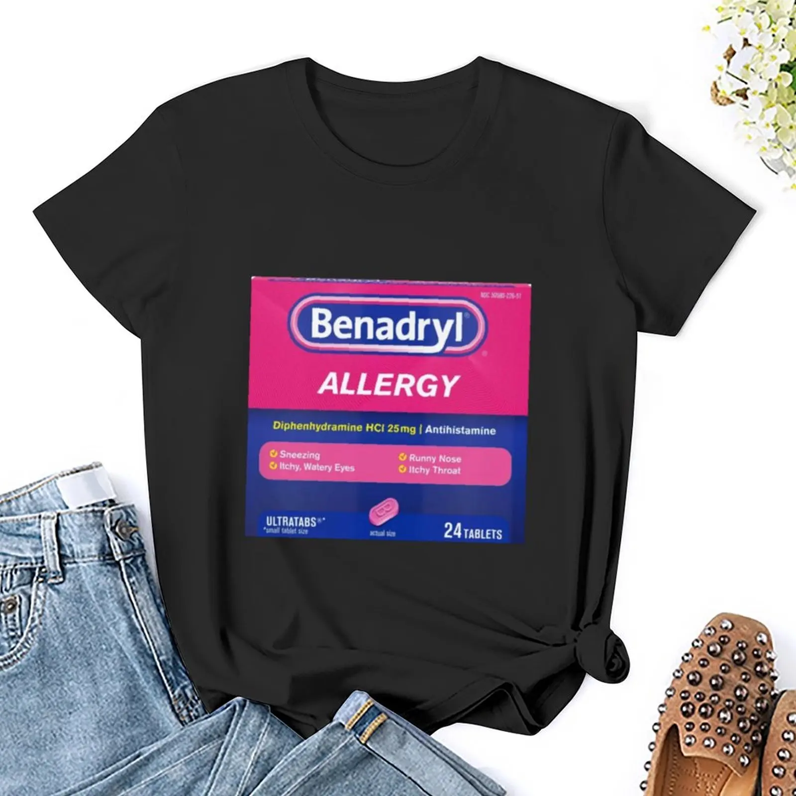 Benadryl Allergy Tabs T-Shirt plus sizes oversized sweat Top Women