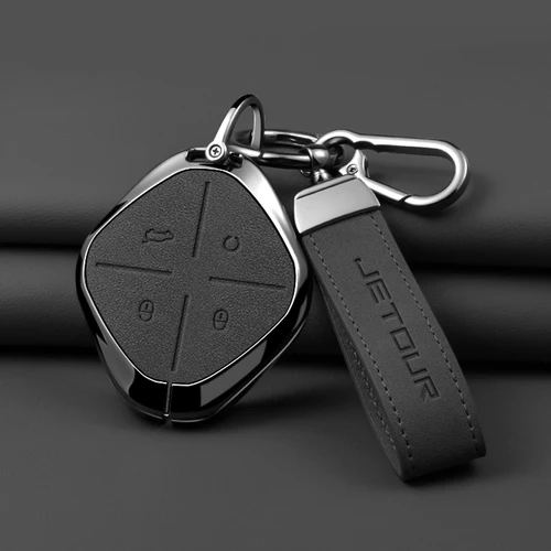 Imagen 2 del producto Funda de cuero de aleación de Zinc para llave de coche, cubierta completa, soporte para Chery DASHING X-1 Plus DTC Jetour 2022 2023, accesorios para llavero de coche