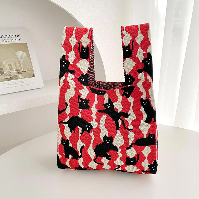 GlaBag-Sac tissé de grande capacité pour femme, sac à main, chat mignon, unique initié, mode