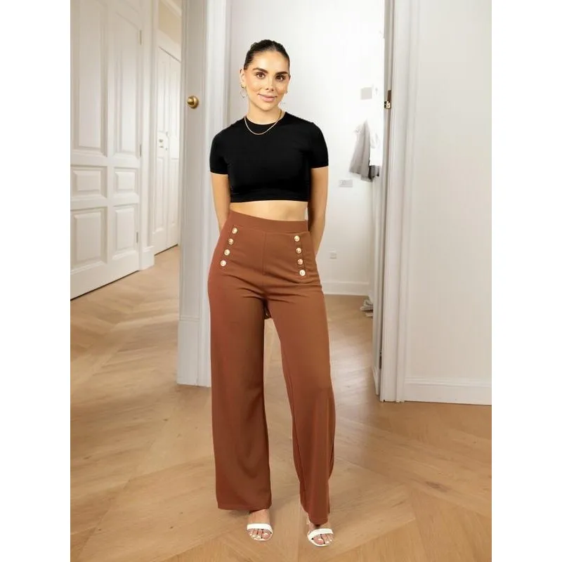 Red Marine Womens Essential Wide Leg Casual Pants Neutral Style Comfortable Harlan Trousers for Spring Season Other Material
