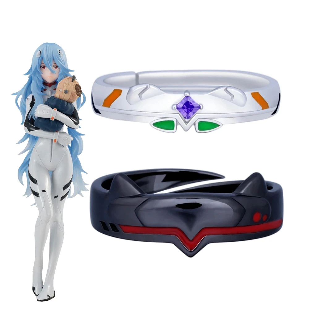 Ajustável Anime Cosplay Anéis para Homens e Mulheres, EVA, Ayanami, Rei, Kaworu, Nagisa, Anel de Dedo, Acessórios Prop, Presentes de Halloween