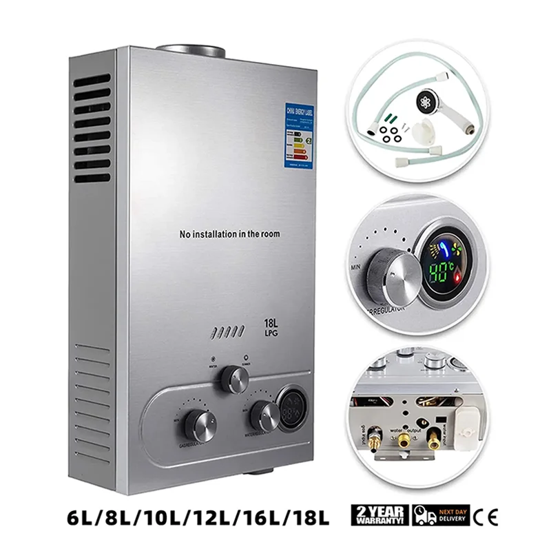 Heater Gas Water Boiler LPG/Nature Gas Gas Propane 8L/10L/12L/16/18L Hot Water Heater Camping Water Heater Kit With Shower Head