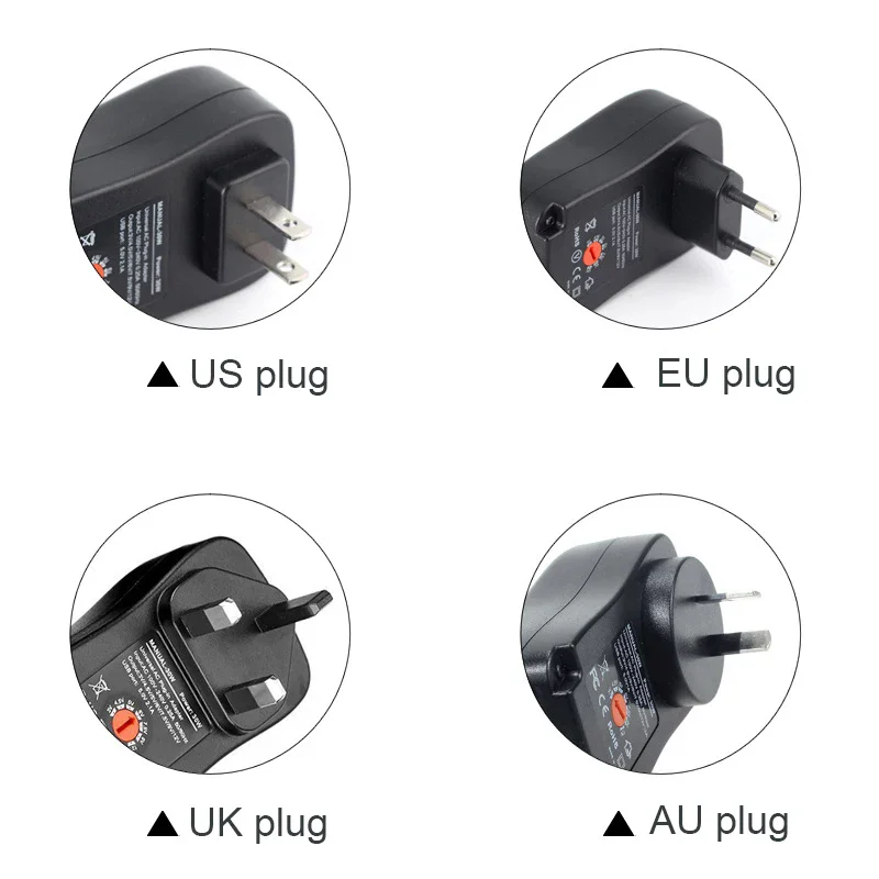 DC 3V 4.5V 5V 6V 7.5V 9V 12V 30W Adapter US/EU/UK/AU Regulowane zasilacze USB 2.1A Uniwersalna ładowarka Przełącznik zasilania