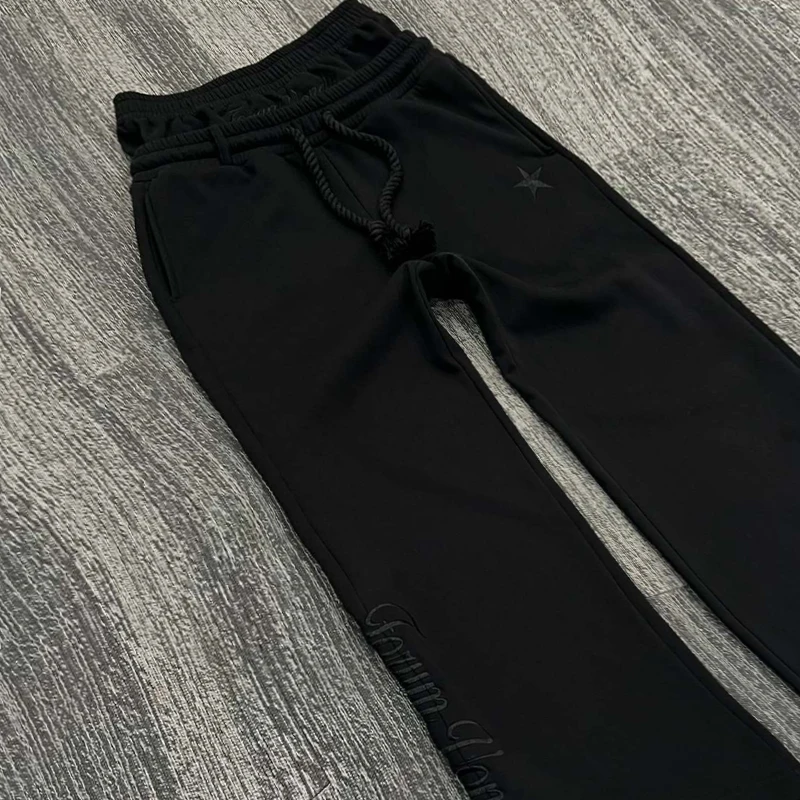 Cross border double waisted embroidered high street hip-hop fashionable casual loose wide leg pants