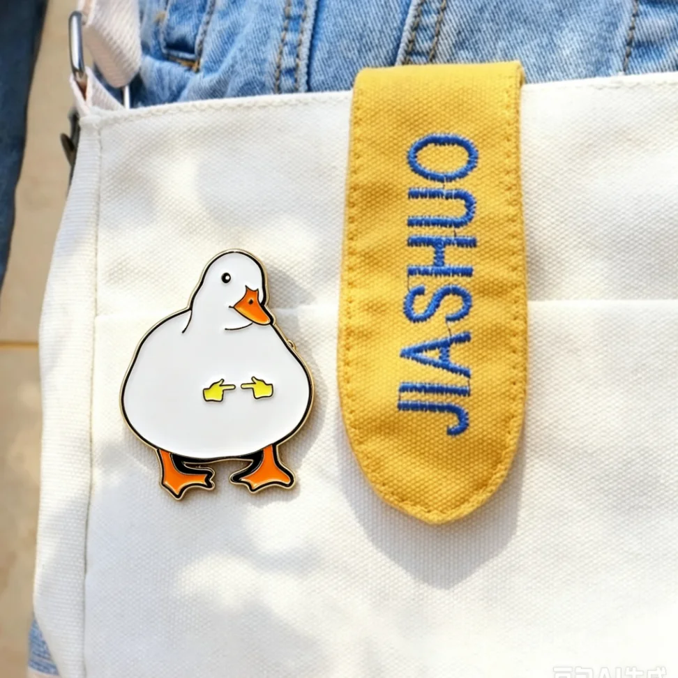 Funny Meme Duck Enamel Lapel Pin Brooch Cute Cartoon Goose Gesture Badge Backpack Clothing Decor Wholesale Jewelry Friend Gift