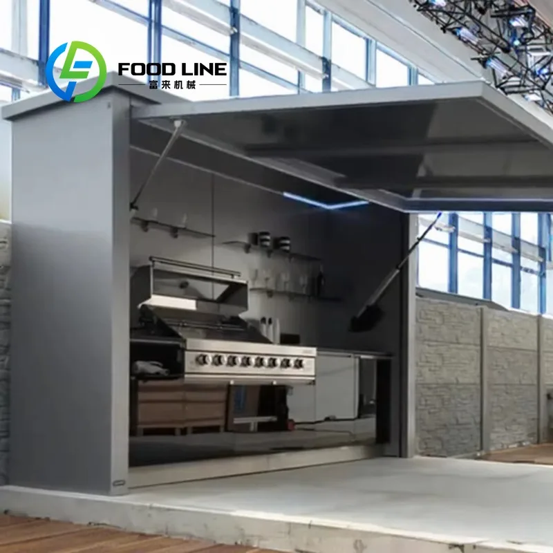 Customized Contemporary Modular Prefabricated Outdoor Mobile Kitchen Unit Wind Rain Resistant Storage Cabinet