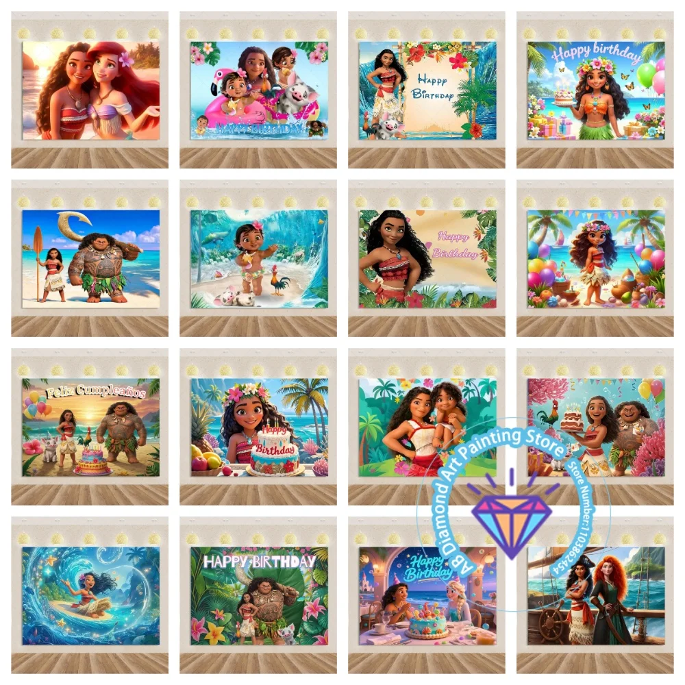 

Princess Moana AB Diamond Painting Kit Square Round Diamond 5D DIY Cross Embroidery Handmade Art Birthday Unique Gift Home Decor