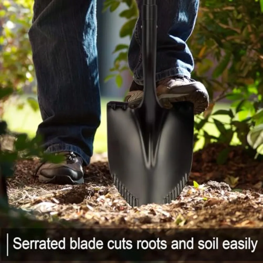 مجرفة شديدة التحمل للحفر بمقبض طويل من الألياف الزجاجية مثالية لمواقع البناء ومهام البستنة وشفرة معدنية متينة #5