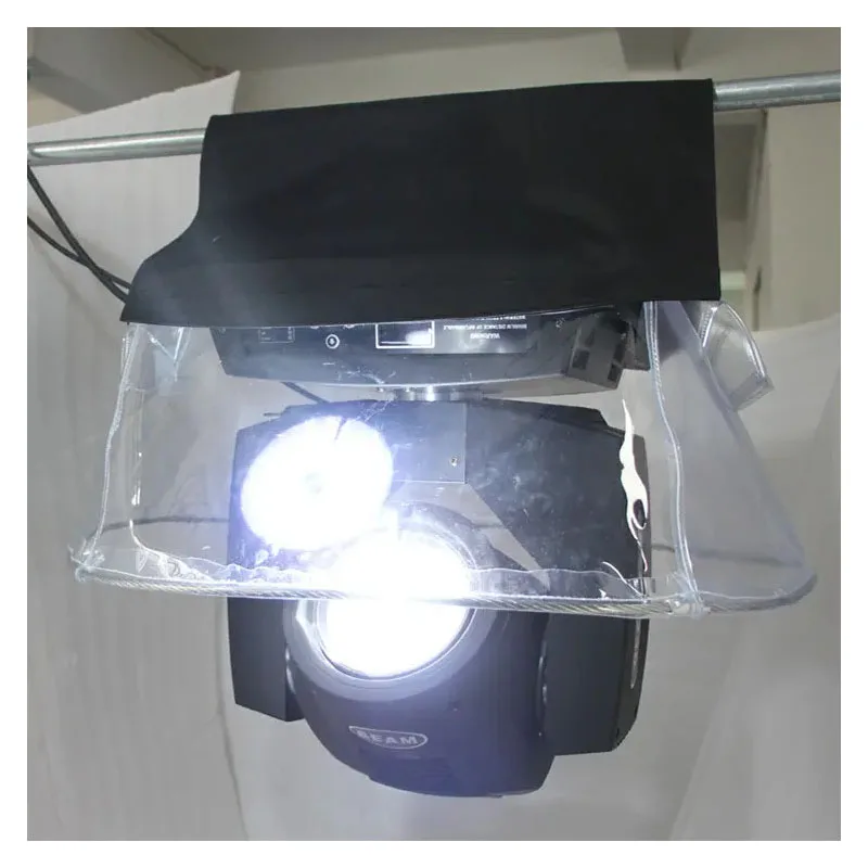 أغطية المطر LED الخارجية للمسرح، غطاء إضاءة مقاوم للماء، غطاء مطر خفيف باللون الأسود أو الشفاف