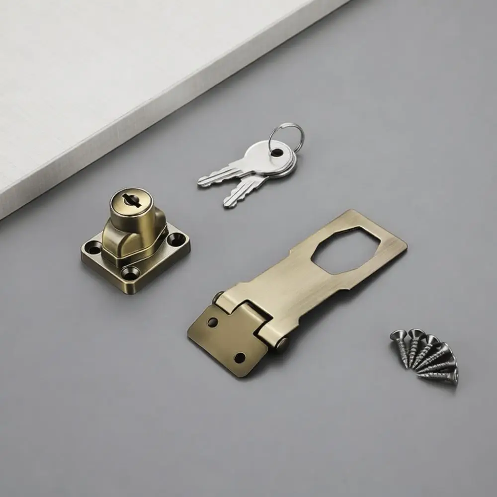 Security Hasp Staple Lock With Keys Thickened Stainless Steel Latch For Anti Theft Door Cabinet Drawer Home Protection Hardware