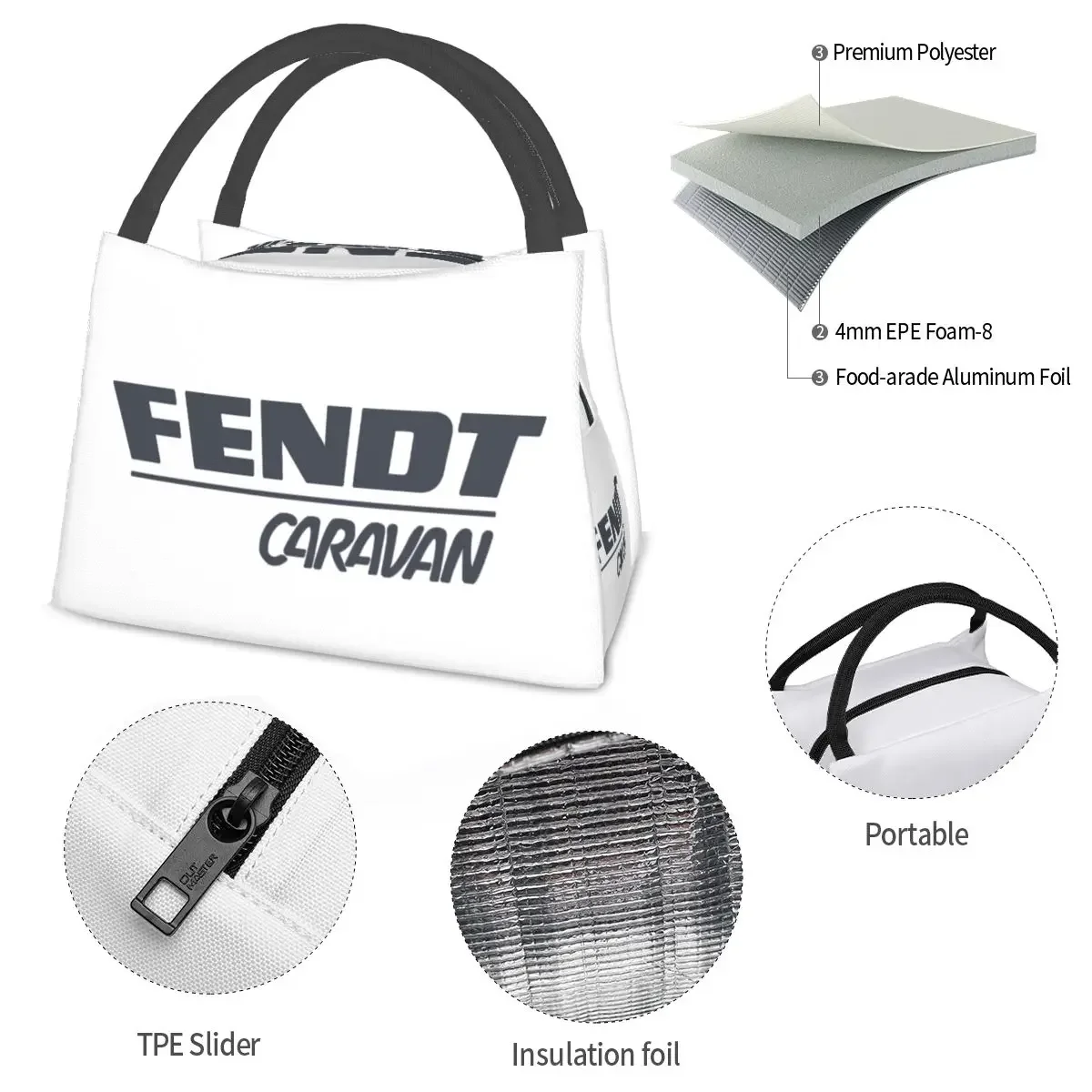 Fendt Caravan Lunch Bags Insulated Bento Box Portable Lunch Tote Resuable Picnic Bags Cooler Thermal Bag for Woman Children