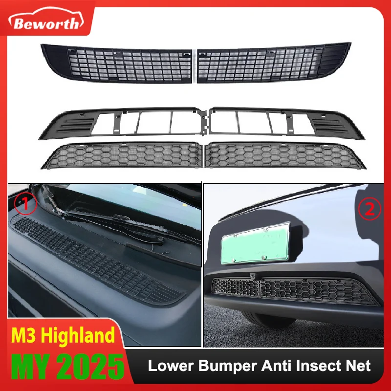 For Tesla Model Y 2025 Juniper Model 3 Highland 2024 Front Lower Bumper Anti Insect Net Anti Dust Proof Inner Vent Grille Cover