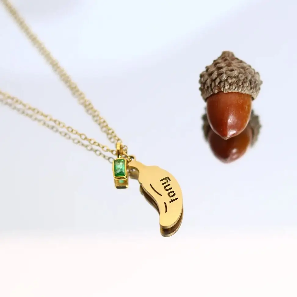 Chandler Customized Banana Name Necklace Stainless Steel Silver Tone Christmas Gift For Girlfriend/Wife Cute Chain