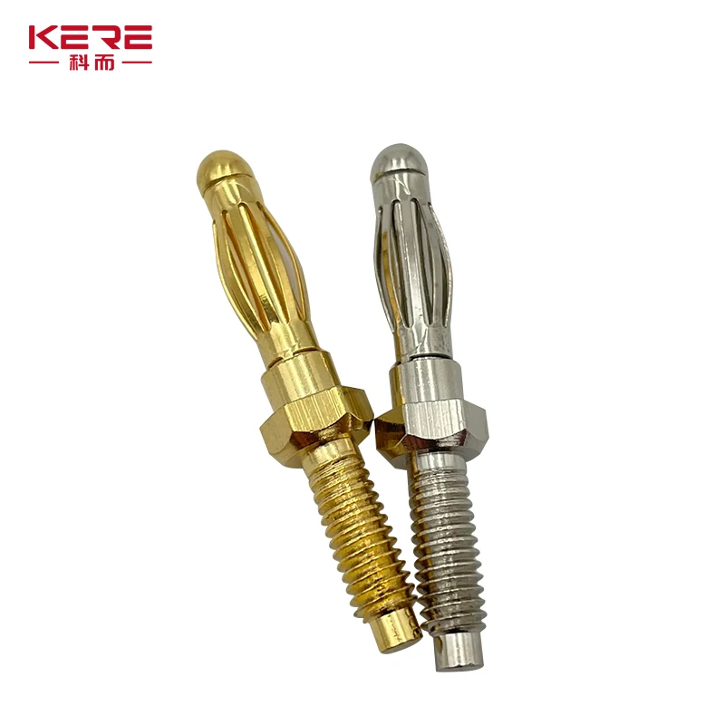 KERE 20Pcs/Uninsulated Banana Plug 4mm Thread Bolt Fitted for M4Panel Installation Screw Connector Copper Nickel Plating