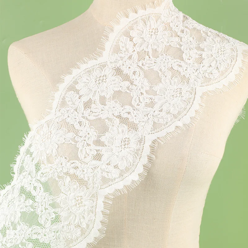 Double Sided Bone Line Eyelashes Lace Wedding Dress High-end French Wedding Dress Headscarf Dress DIY Home Accessories