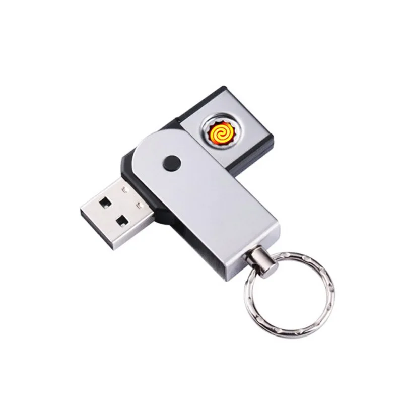 New Personalized Creative USB Tungsten Cigarette Lighter Windproof Men\'s Gift Lighter Keychain Battery-free Smoking Accessories