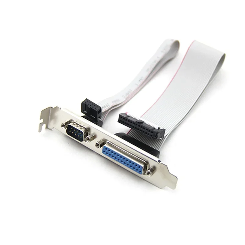 

DB25 25-контактный принтер с параллельным портом LPT + RS-232 RS232 COM DB9 9-контактный кабель последовательного порта, кронштейн для провода