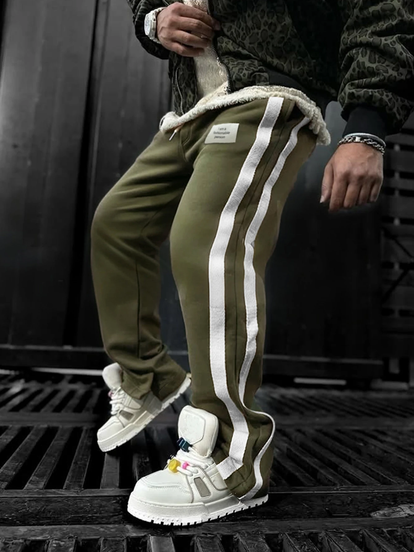 Men's Casual Contrast Color Stitching Drawstring Waist Sweatpants, Loose Fit Men's Sweatpants, Boyfriend Gifts Track Pants For M