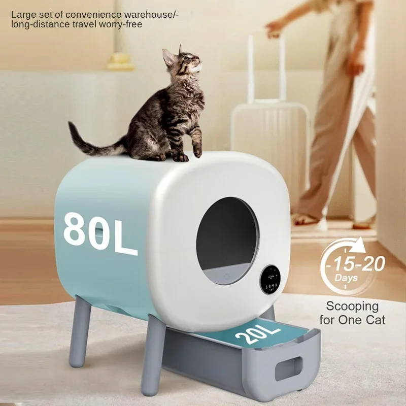 Super Large Cat Bedpan with Intelligent Self-Cleaning and Enclosed Electric Toilet