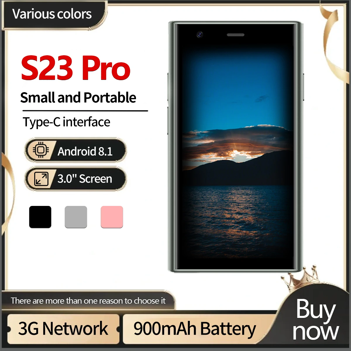 S23 3G All Network هاتف ذكي صغير 3 بوصة Android 8.1 نظام PlayStore ثنائي الشريحة وضع الاستعداد المزدوج جميع الشبكات