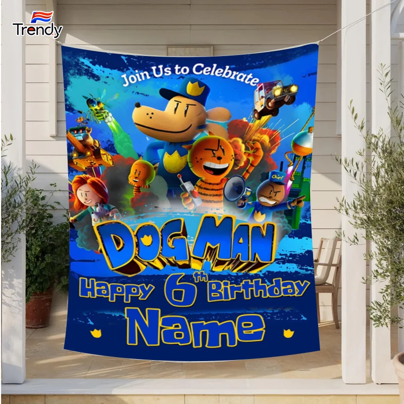 

Dogman Birthday Custom Birthday Backdrop Banner Birthday Background Flag Banners Personalized Name Custom Banners Decor Kids 7th