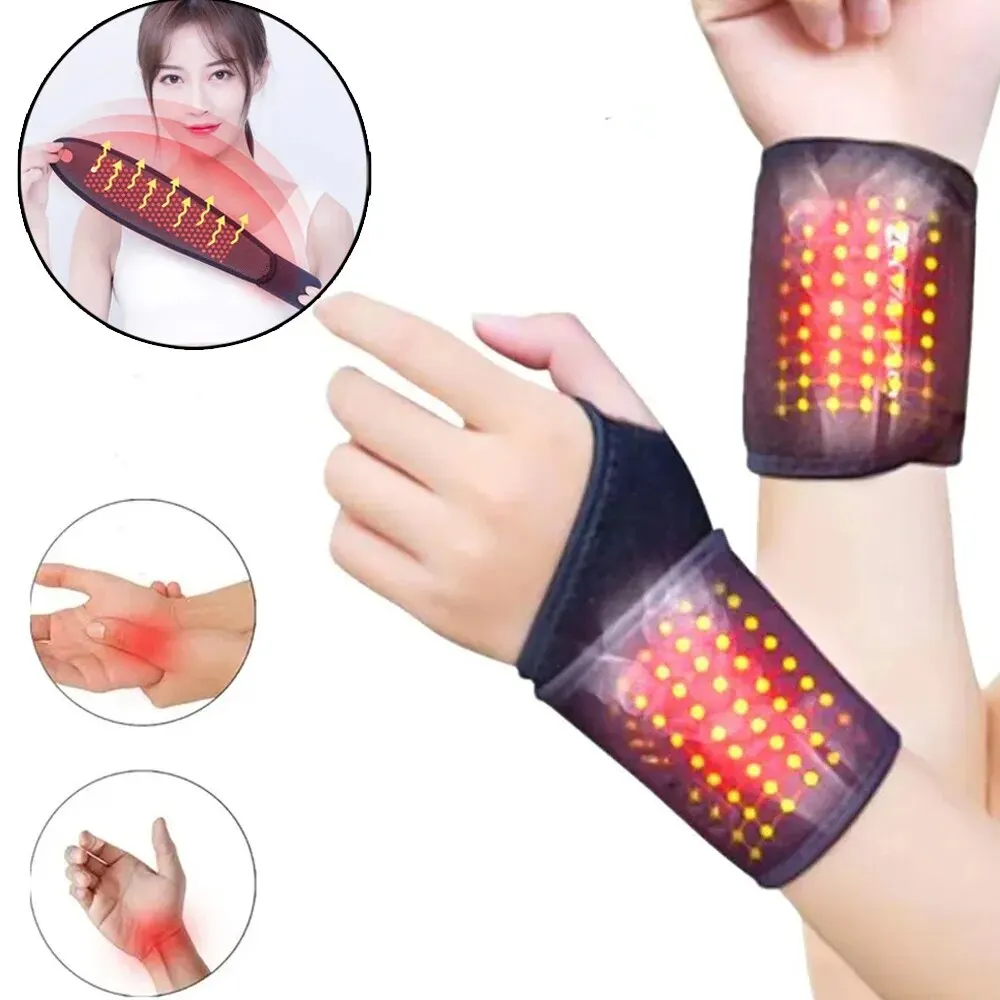 Self Heating Wrist Band Magnetic Therapy Support Brace Wrap Heated Hand Warmer Compression Pain Relief Wristband Sanitizer Belt