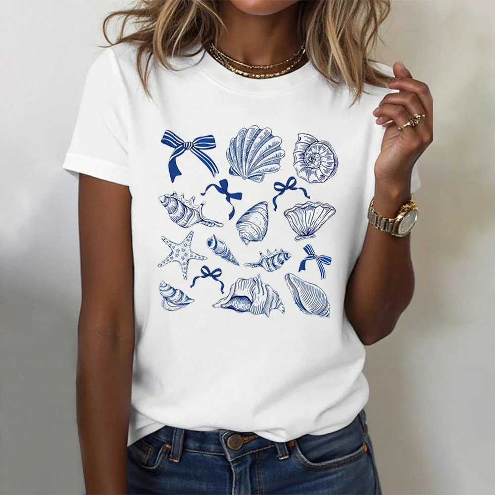 

Summer Women's Cute Ocean Animal Pattern Loose Round Neck T-Shirts Marine Nature Graphic Tees Women Tops
