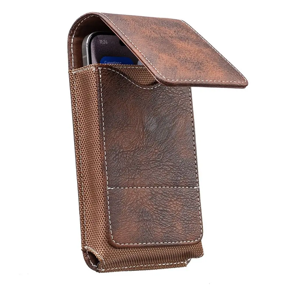 1Pcs New PU Leather Phone Waist Pack 5-7inch Universal Phone Belt Clip Outdoor Camping Belt Hanging Pouch For Smartphone